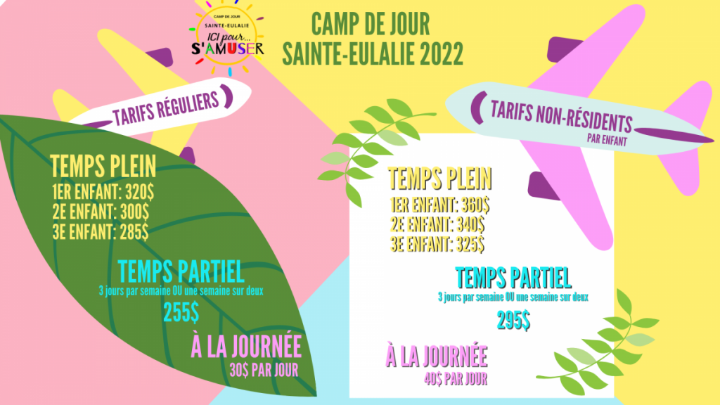 WEB_Inscriptions Camp de jour 2022 Municipalité de SainteEulalie