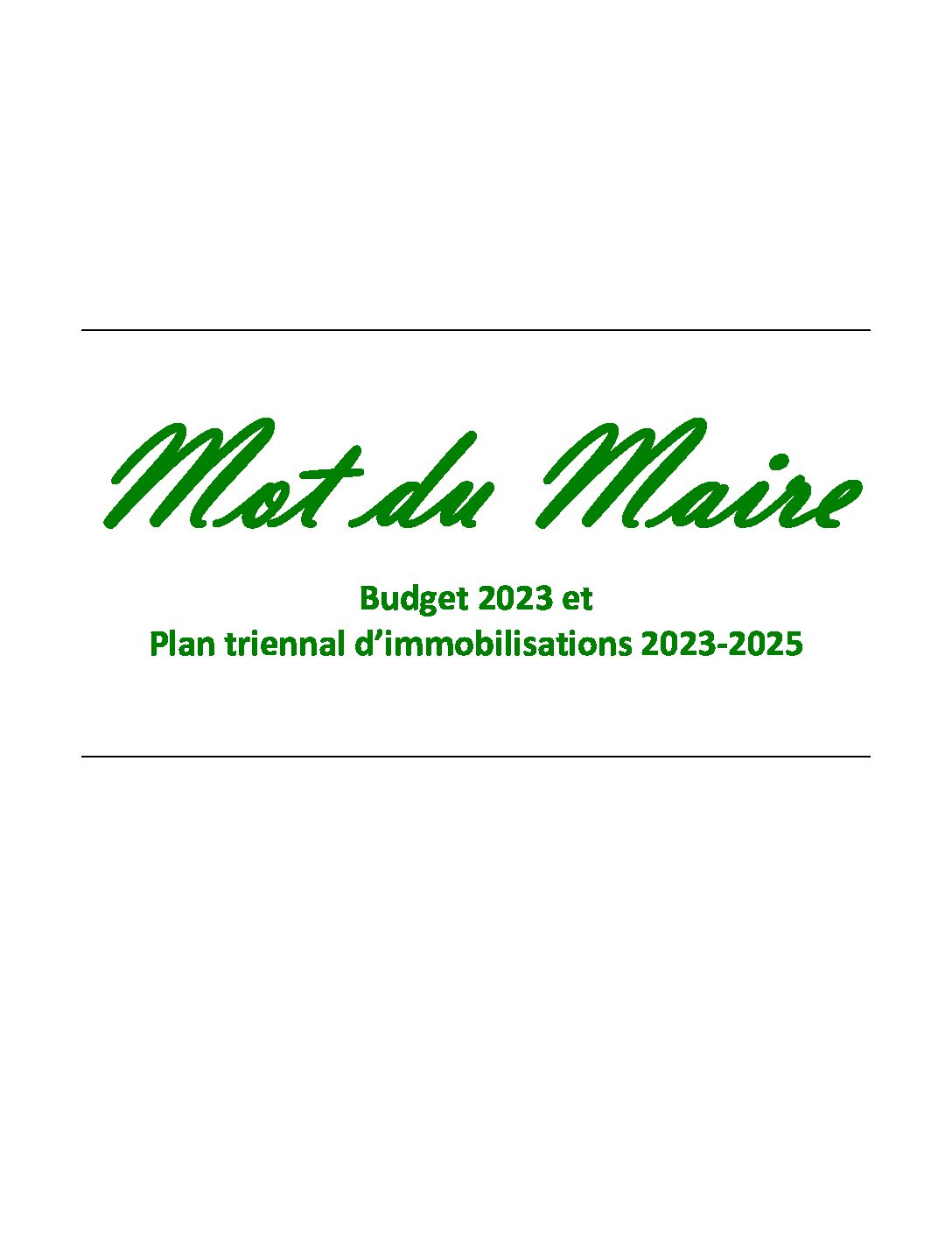 MOT DU MAIREFévrier 2023 Municipalité de SainteEulalie